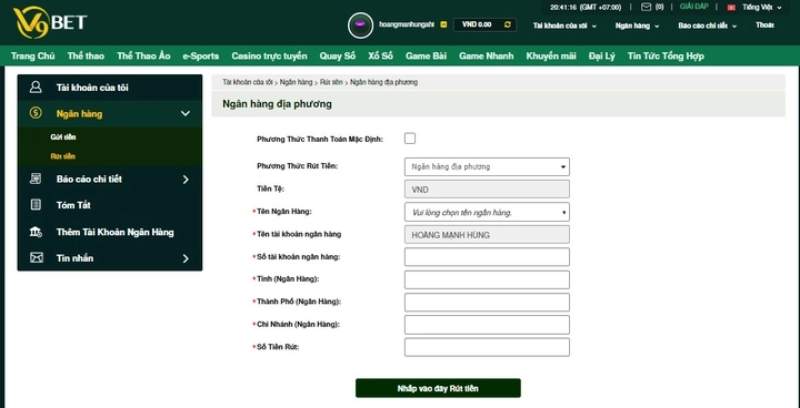Quy trình thanh toán rút tiền v9bet